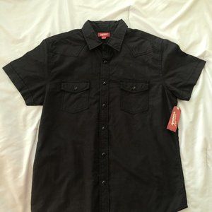 Arizona Jean Co. Men Black Short Sleeve Button Shirt